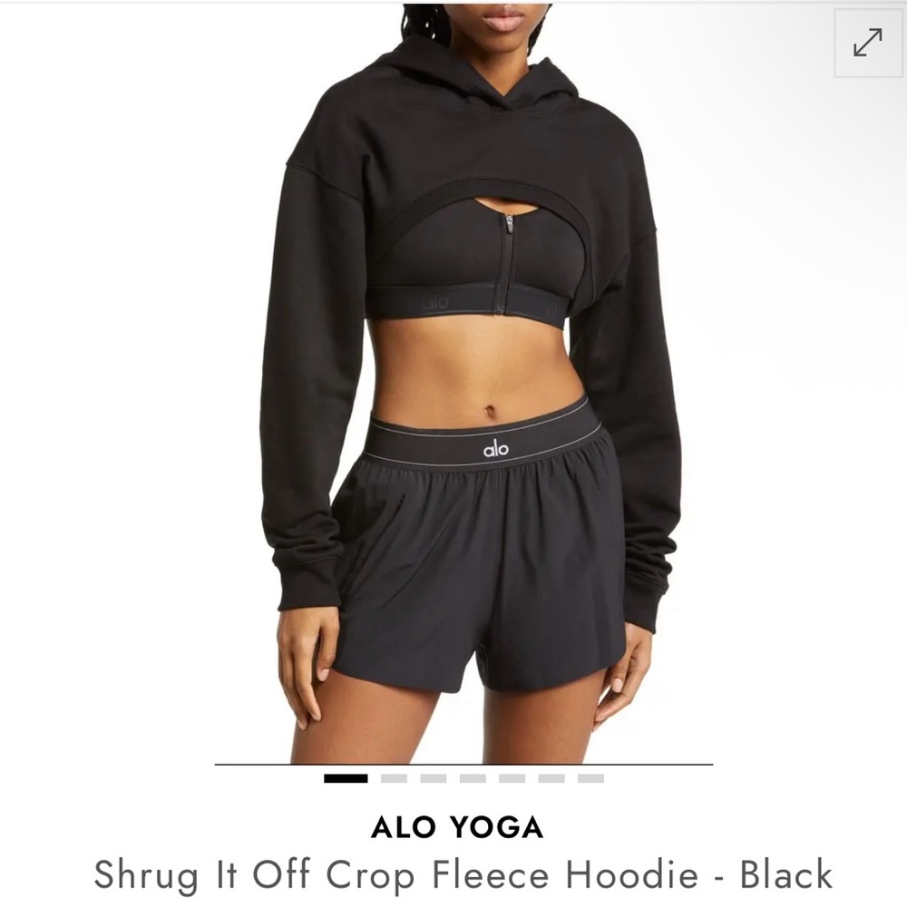 Alo Black Cropped Hoodie - Picture 3 of 3
